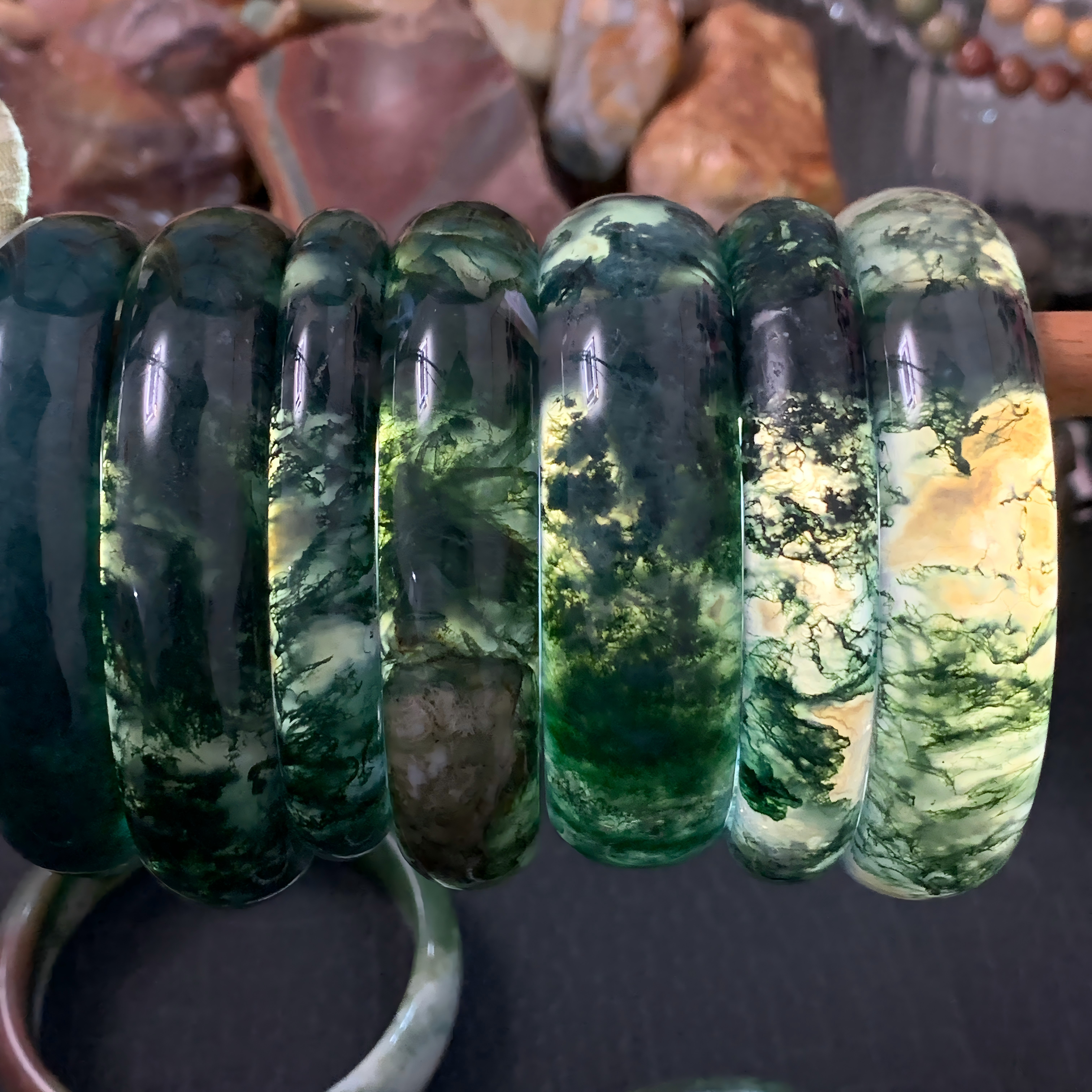 【mn-br35】Moss agate bangles