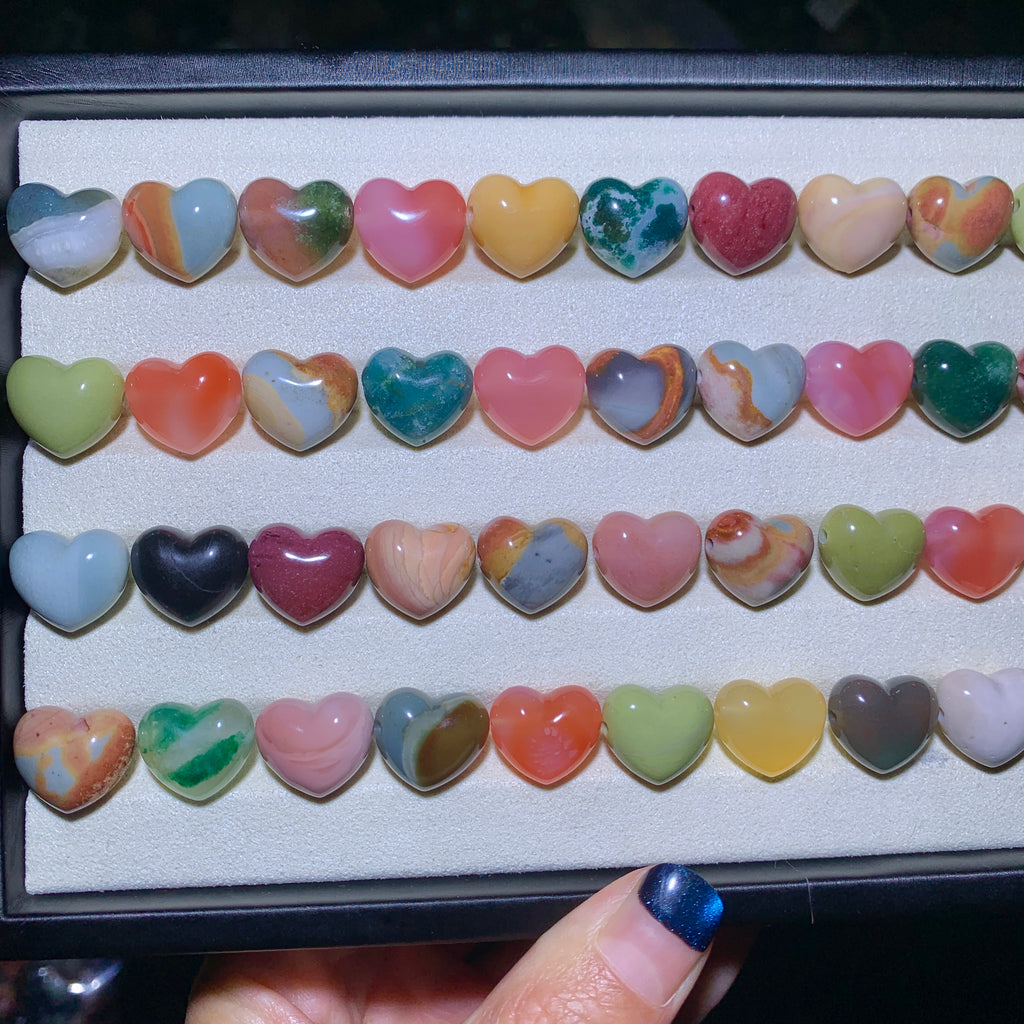 【5PCS】Alashan Agate Heart charms