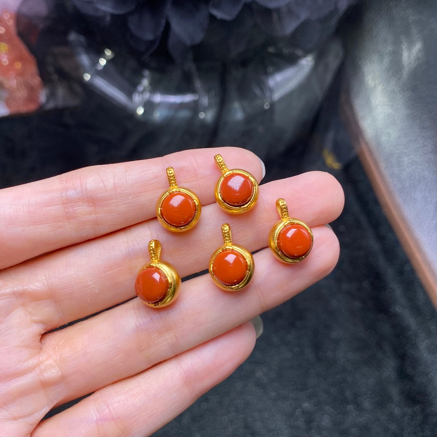South Red Agate Buddha Pendant