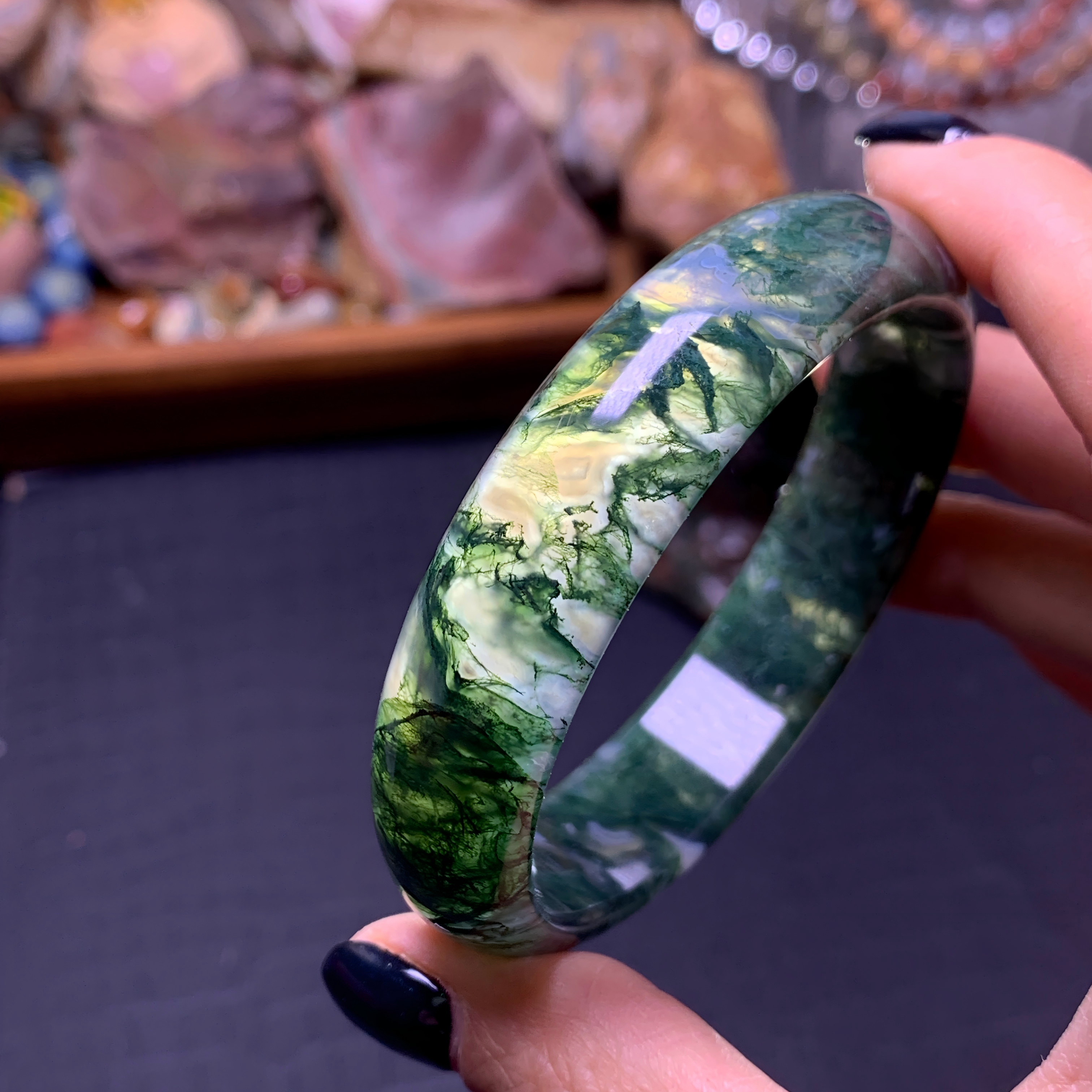 【mn-br35】Moss agate bangles