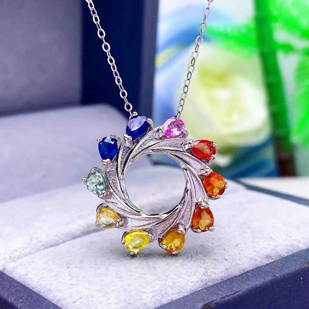 Natural Fancy Coloured Sapphire Pendant