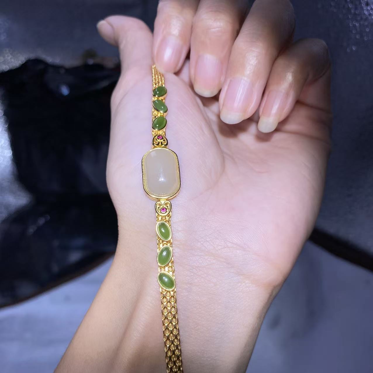 Saddle Green Jade Bracelet