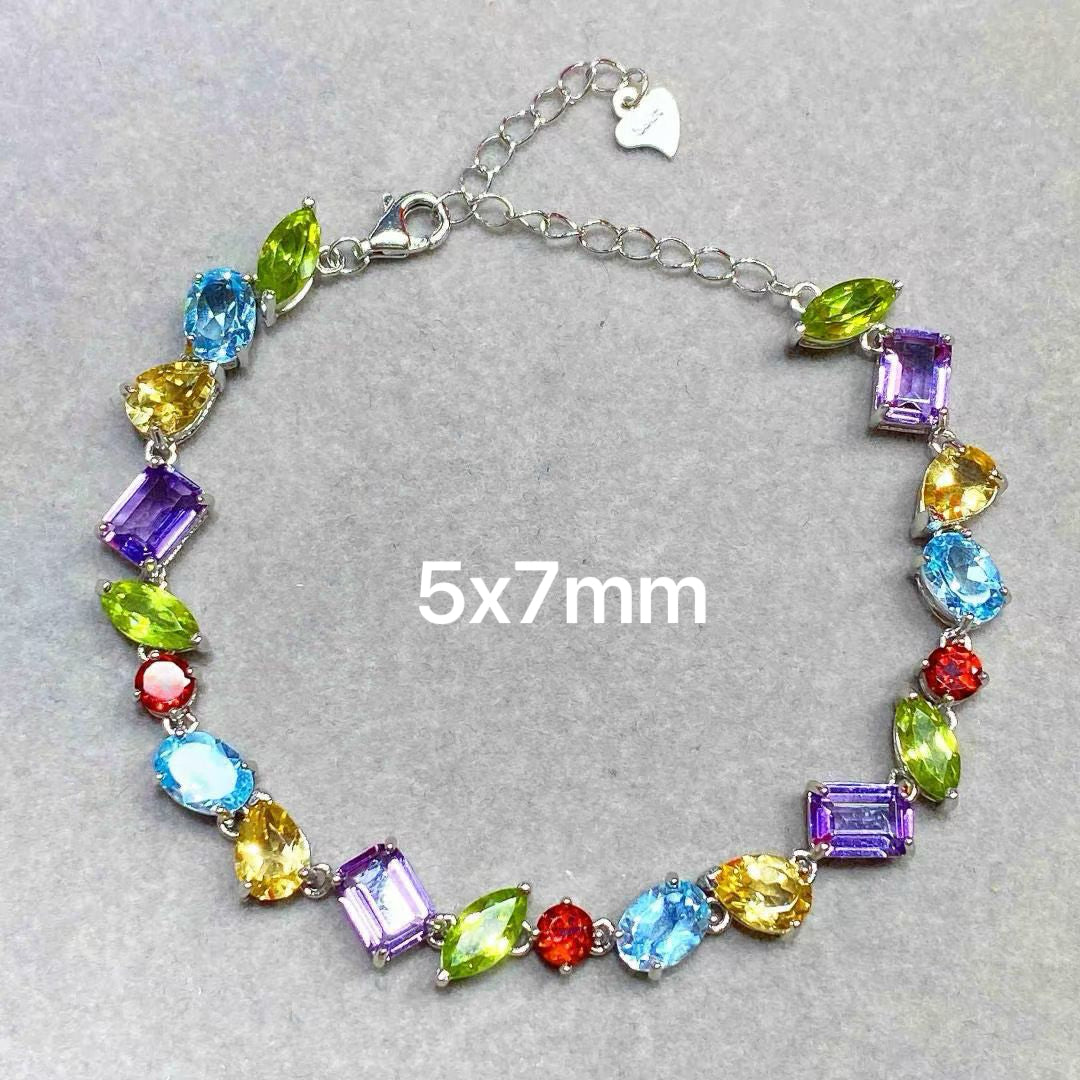 Natural Crystal Multi-Gemstone Bracelet