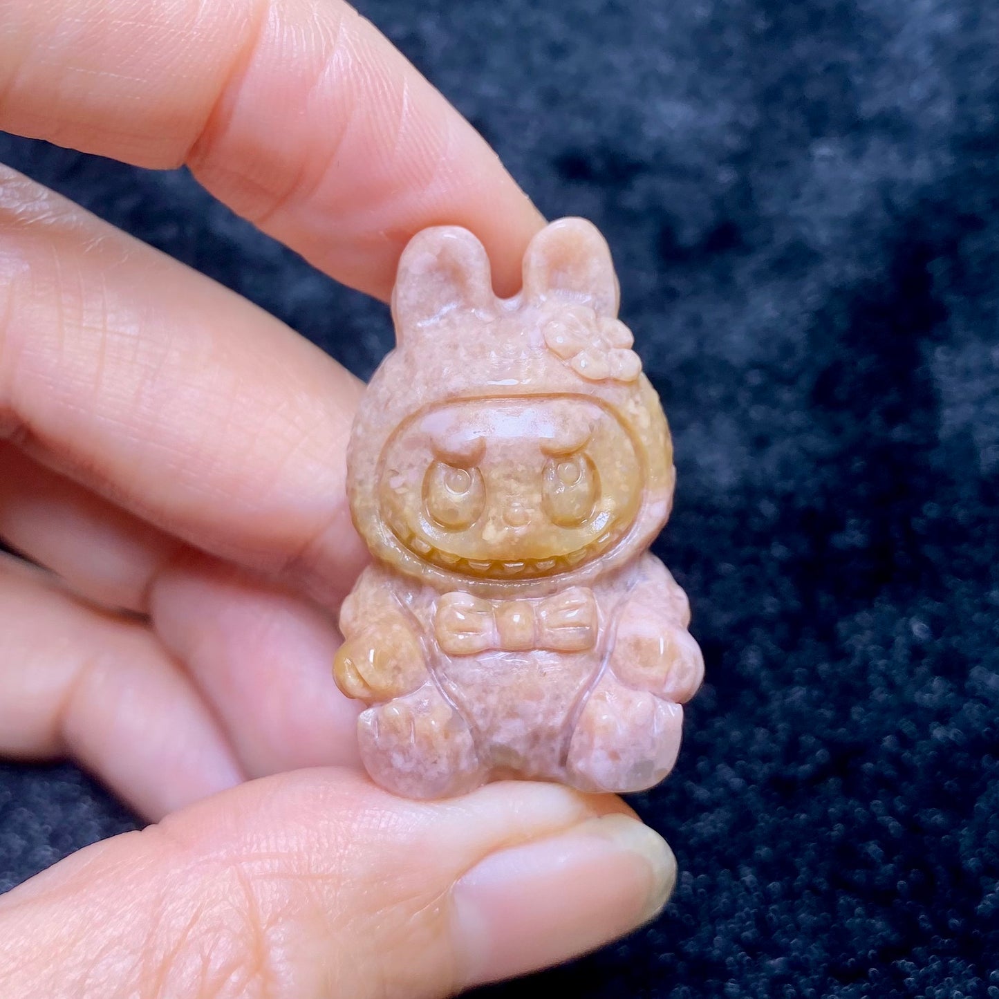 Natural Alashan agate labubu charms