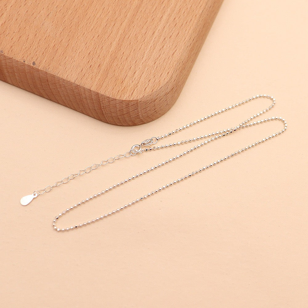 S925 Sterling Silver Square Bead Necklace