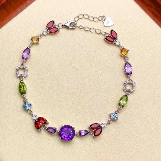 Natural Crystal Multi-Gemstone Bracelet