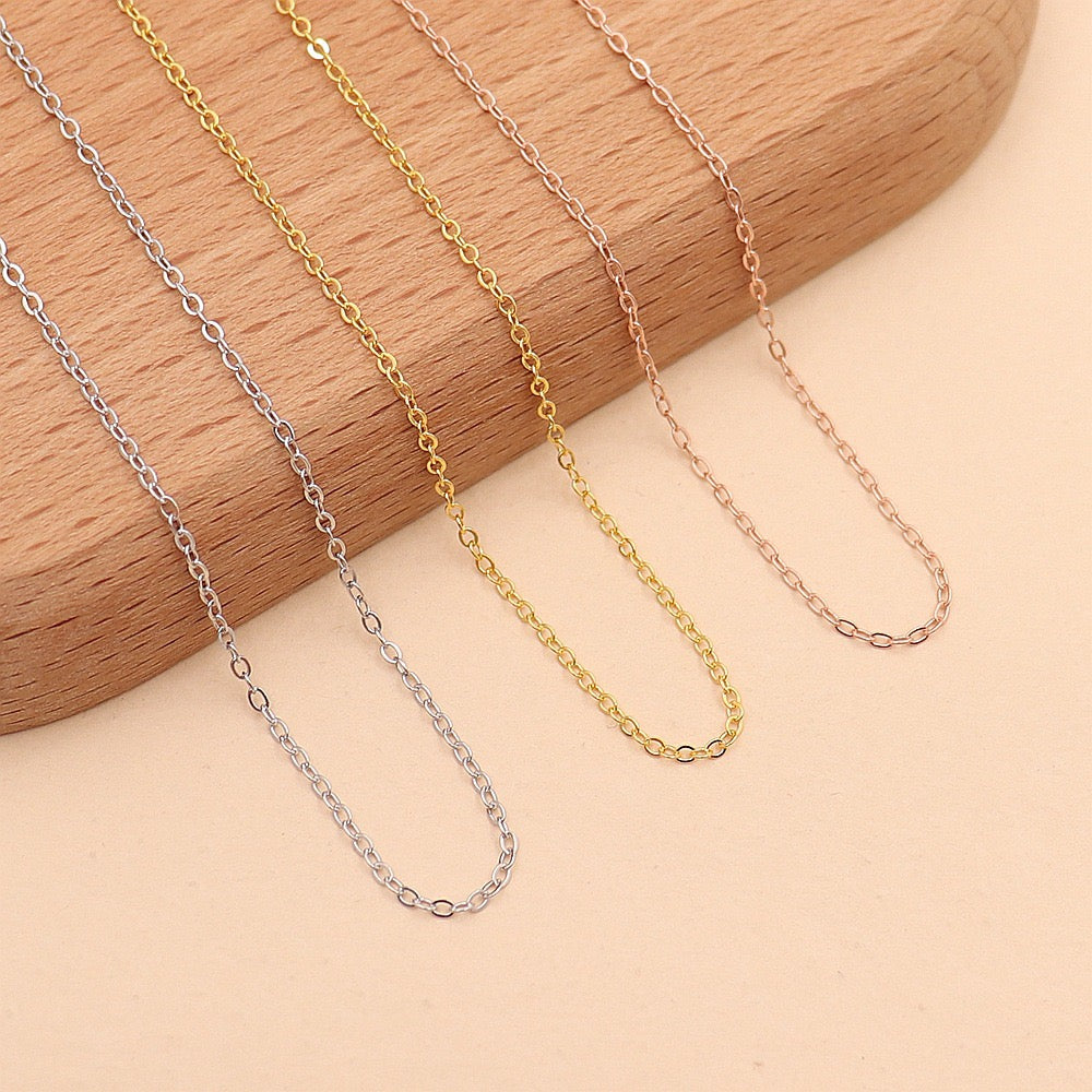 S925 Sterling Silver Cross Chain with Tail/Classic Versatile O-Link Chain