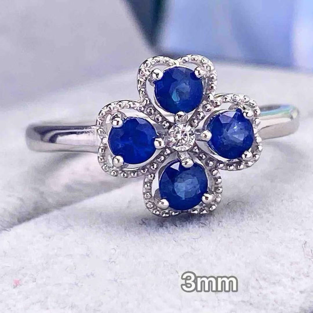 Natural Sapphire Four-Leaf Clover Ring