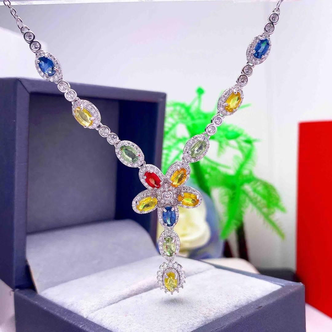 Natural Fancy Coloured Sapphire Necklace