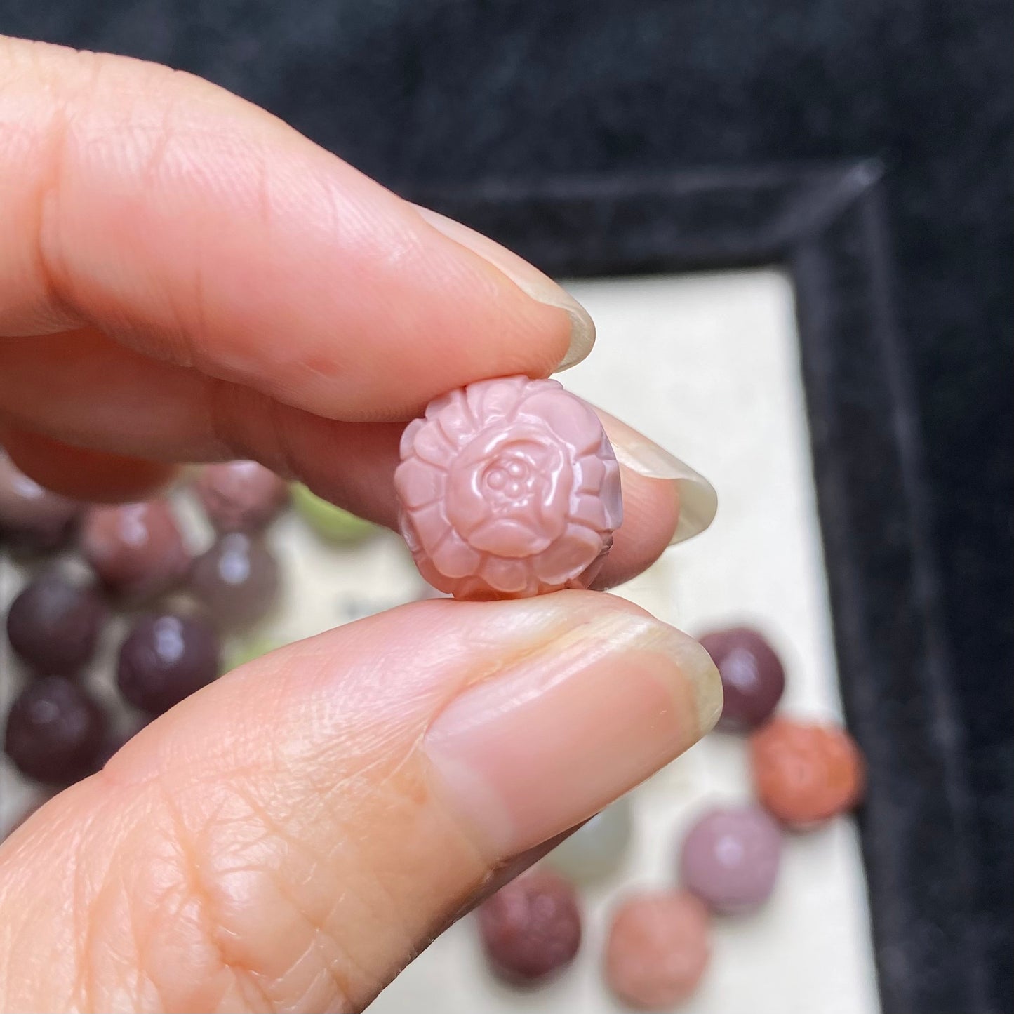 Natural Alashan Agate Flower Bead Carved charms