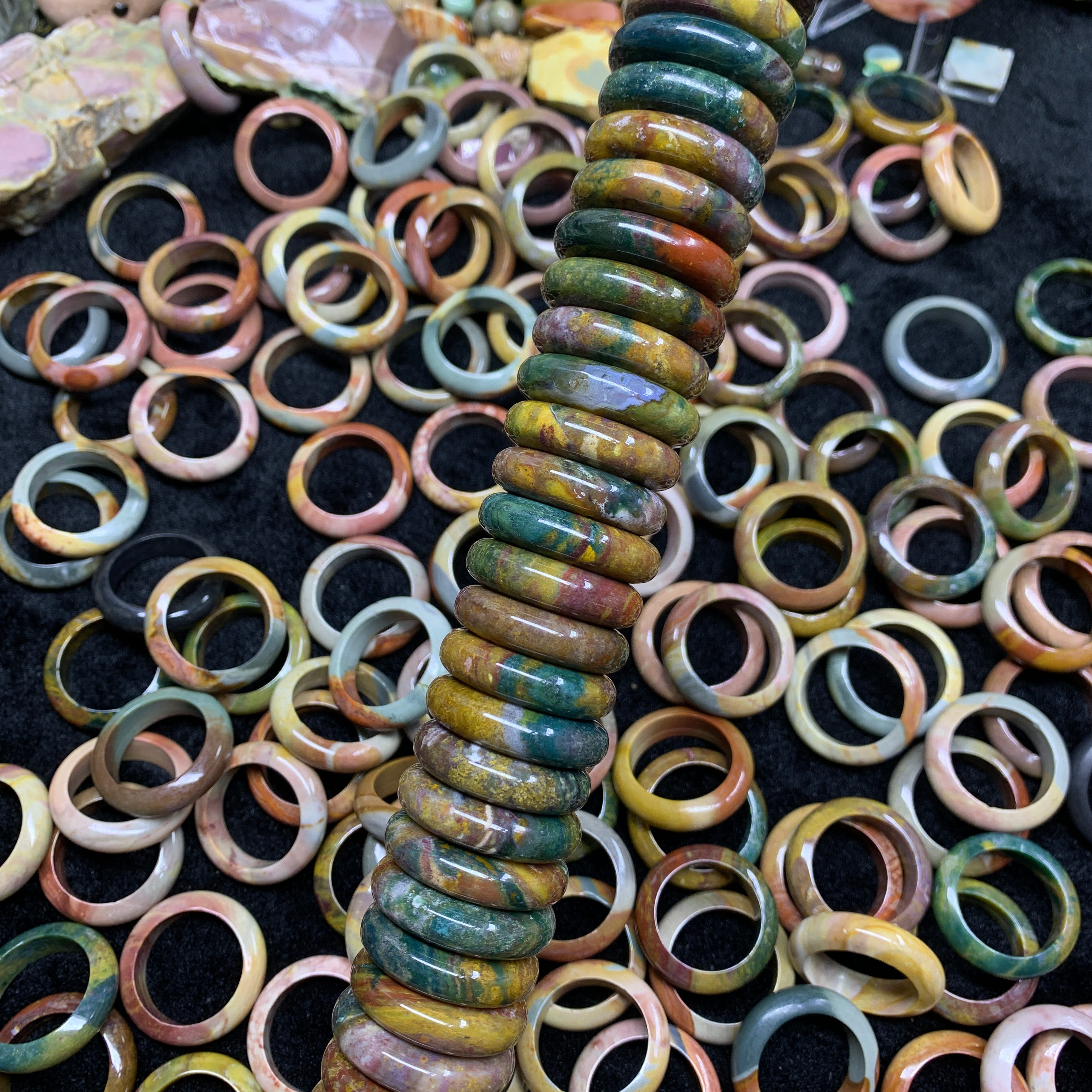 Alashan agate / ocean jasper /polychrome running ring