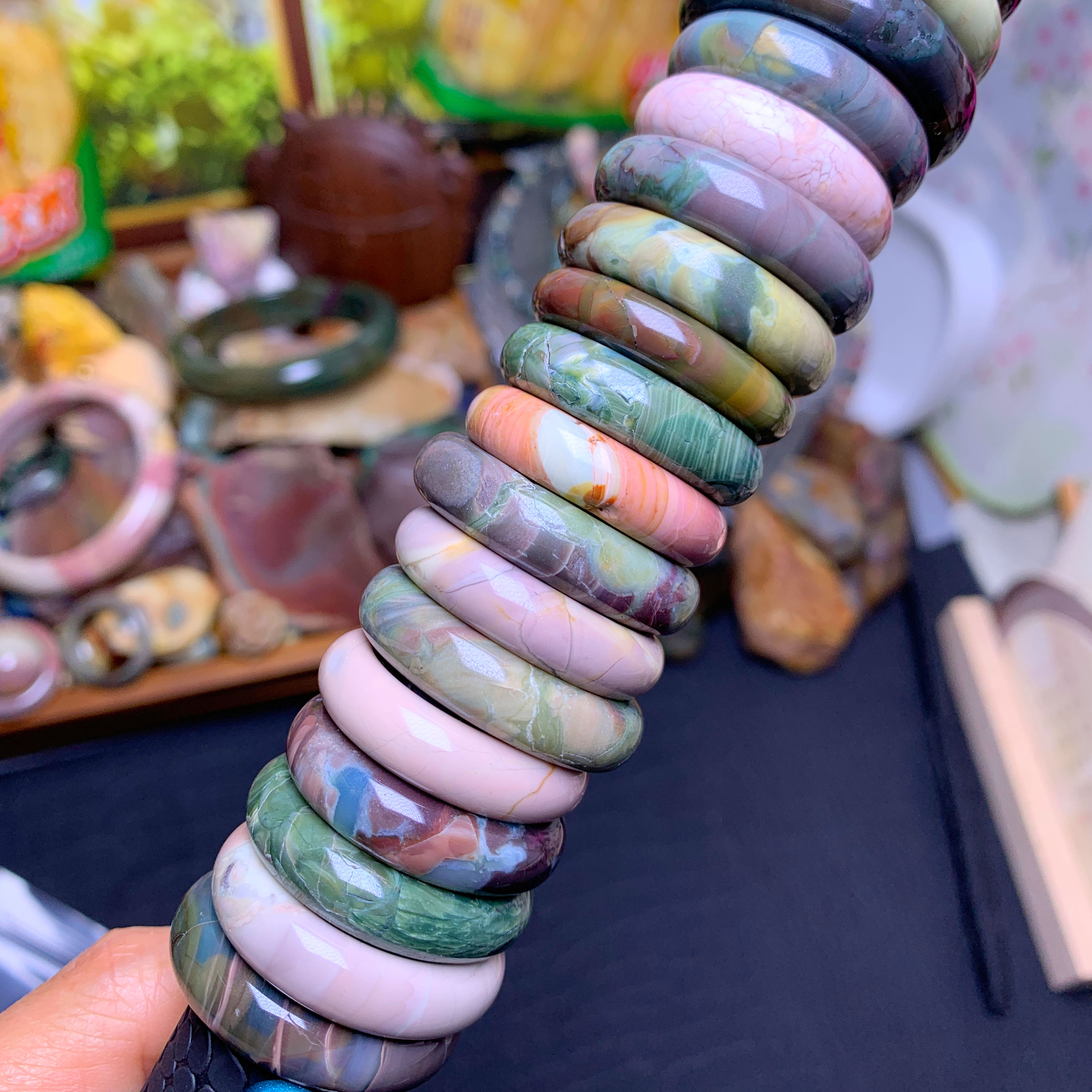 Alashan agate / ocean jasper /polychrome running ring