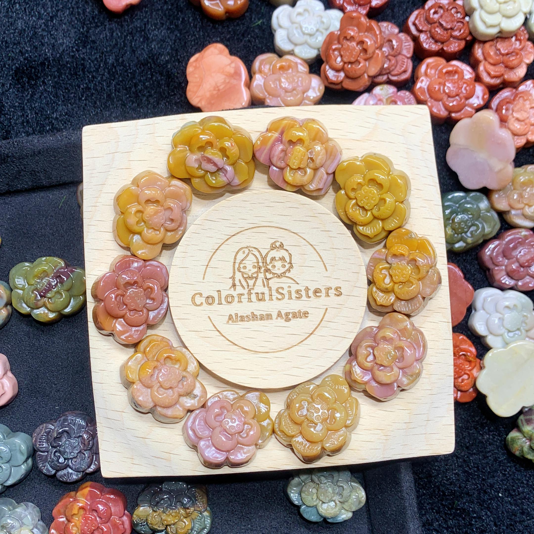 【5PCS】Alashan Agate  flowers charms （als-p04）