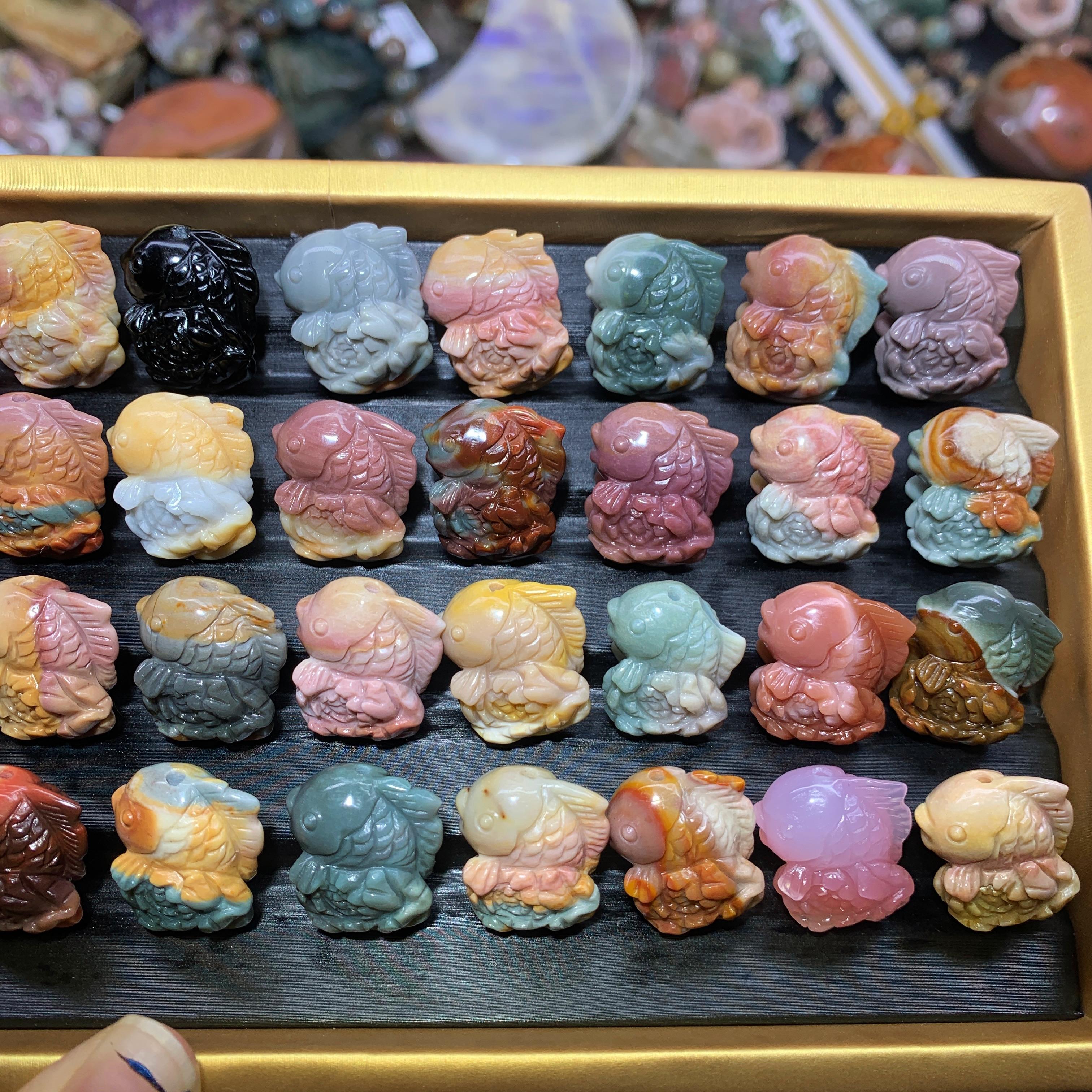 【5PCS】Alashan Agate Flower Koi fish