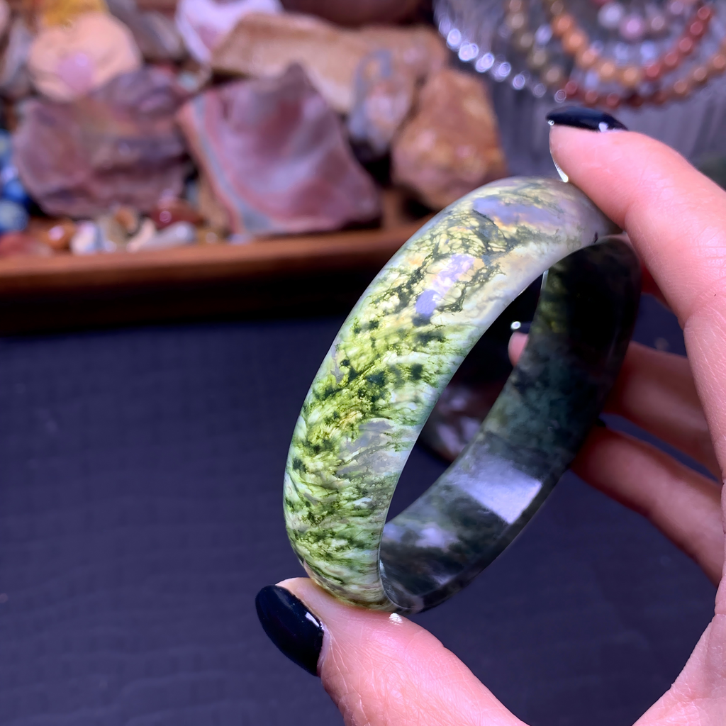 【mn-br35】Moss agate bangles
