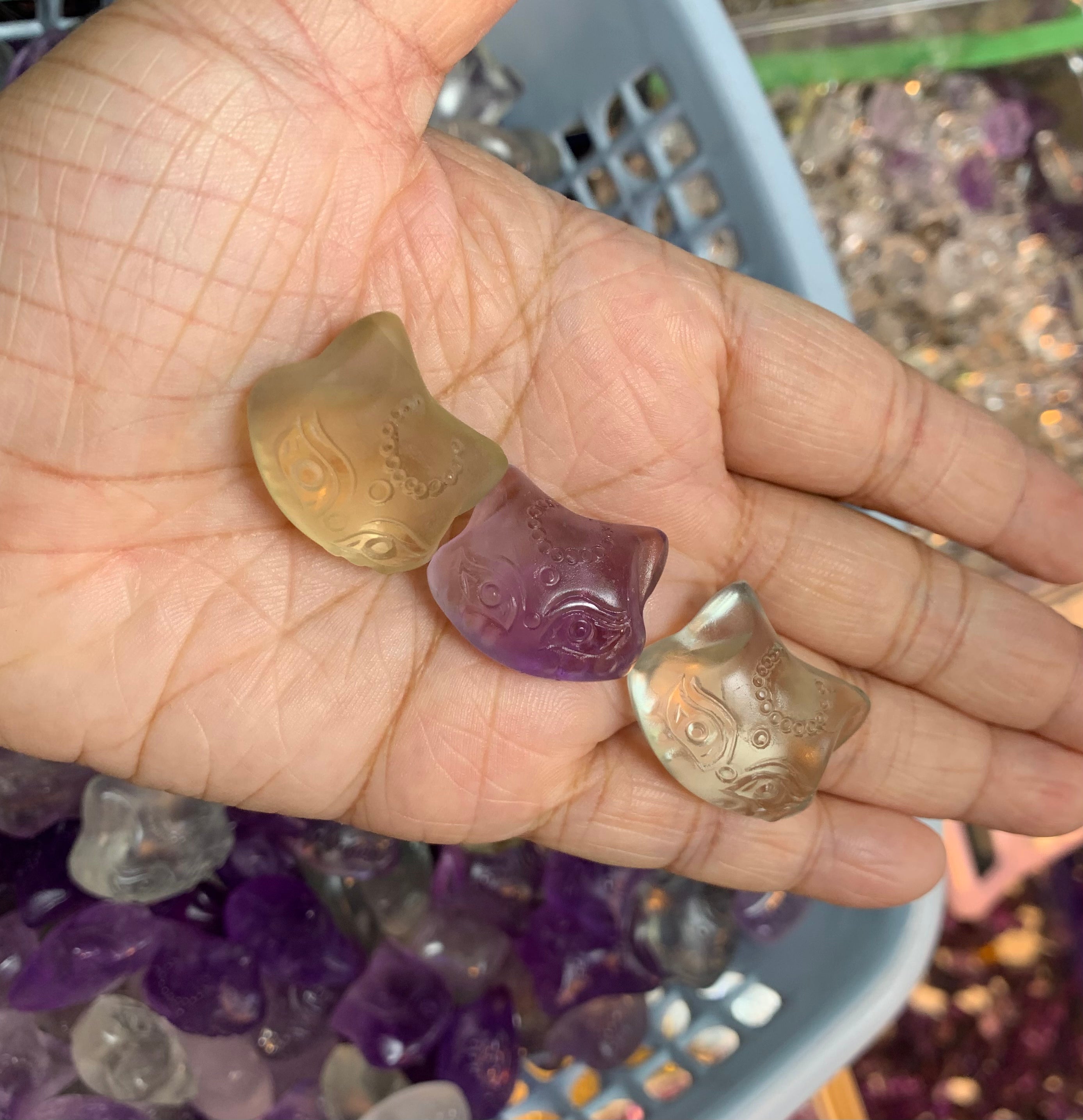 Crystal Fox Head（Clear Quartz，amethyst，lemon quartz）