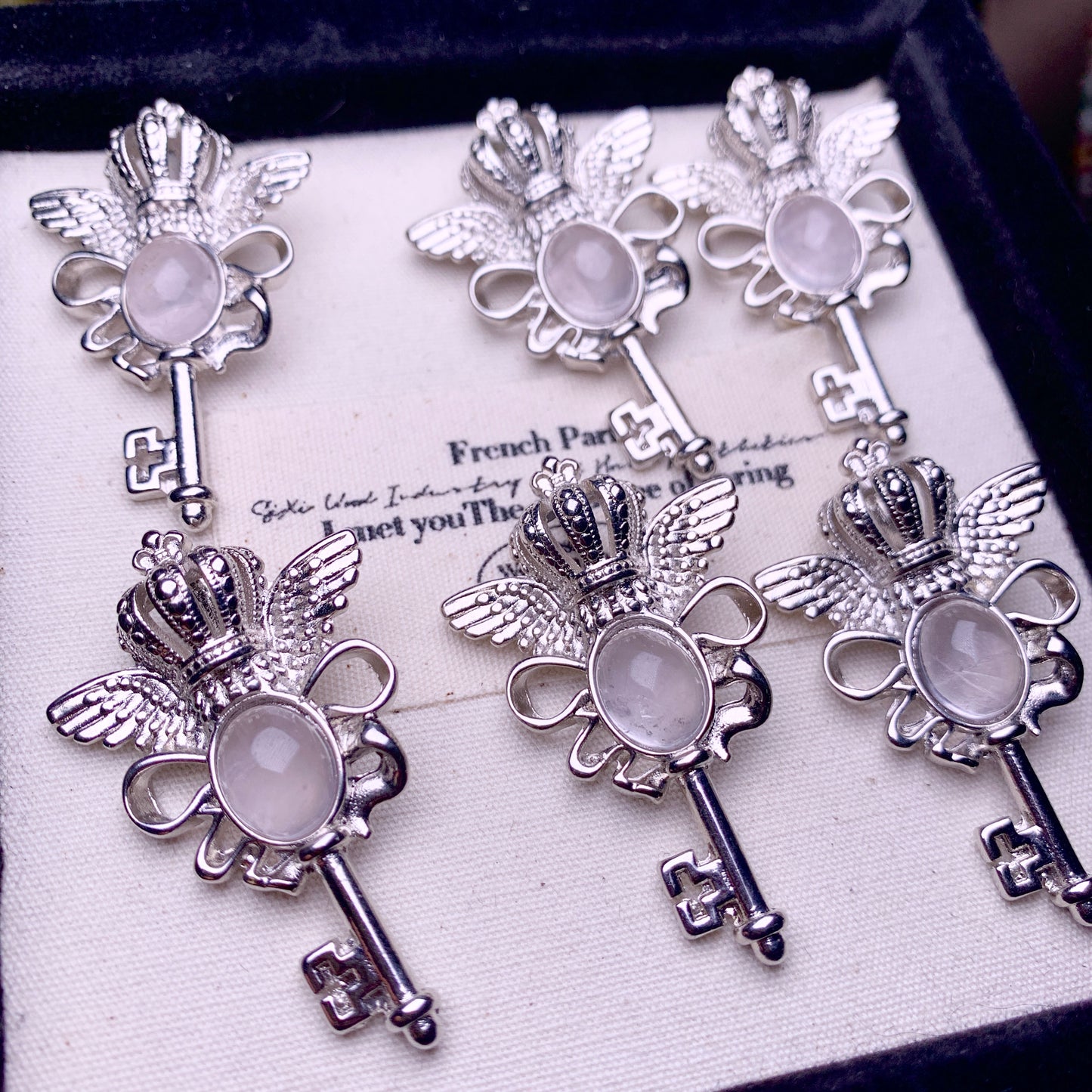 【Rose Quartz】Crown Magic Wand  Pendant Box 43mm