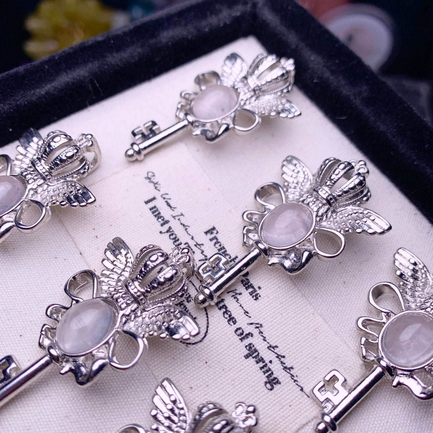 【Rose Quartz】Crown Magic Wand  Pendant Box 43mm