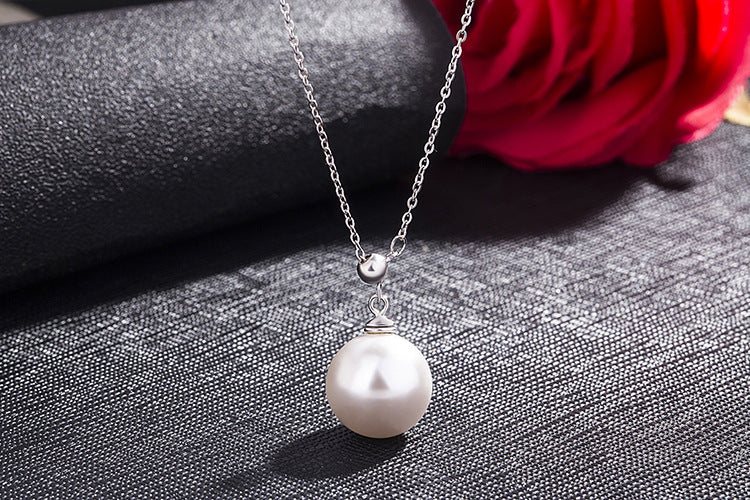 [S925] Adjustable Pearl Necklace with Ball Plunger Y Word Empty Support Necklace Beaded