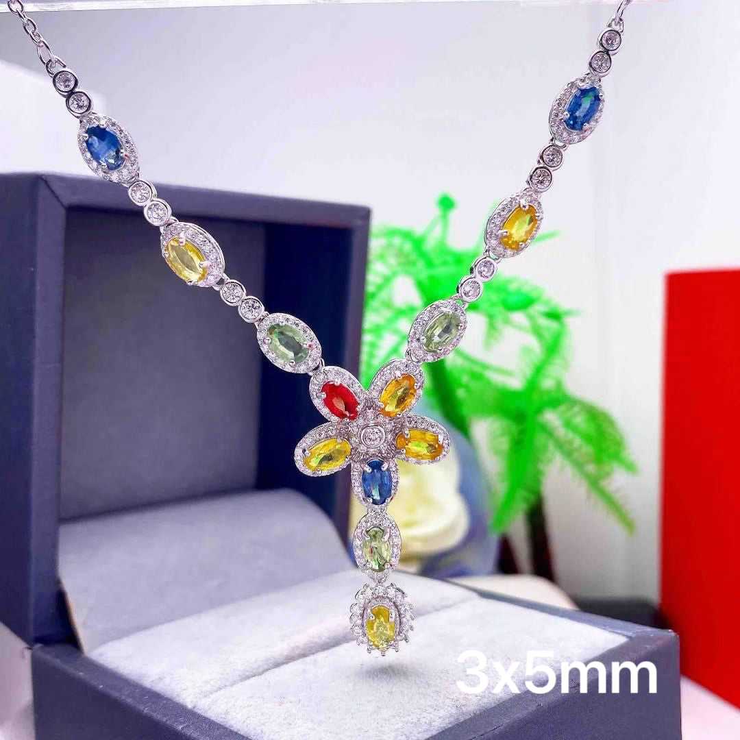 Natural Fancy Coloured Sapphire Necklace