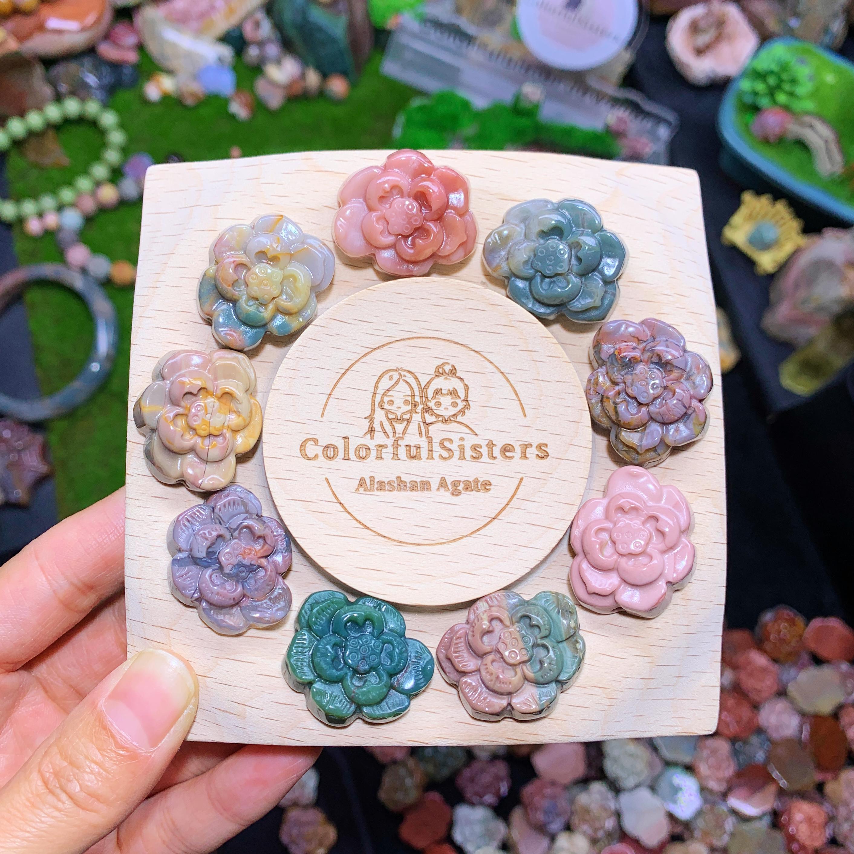 【5PCS】Alashan Agate  flowers charms （als-p04）