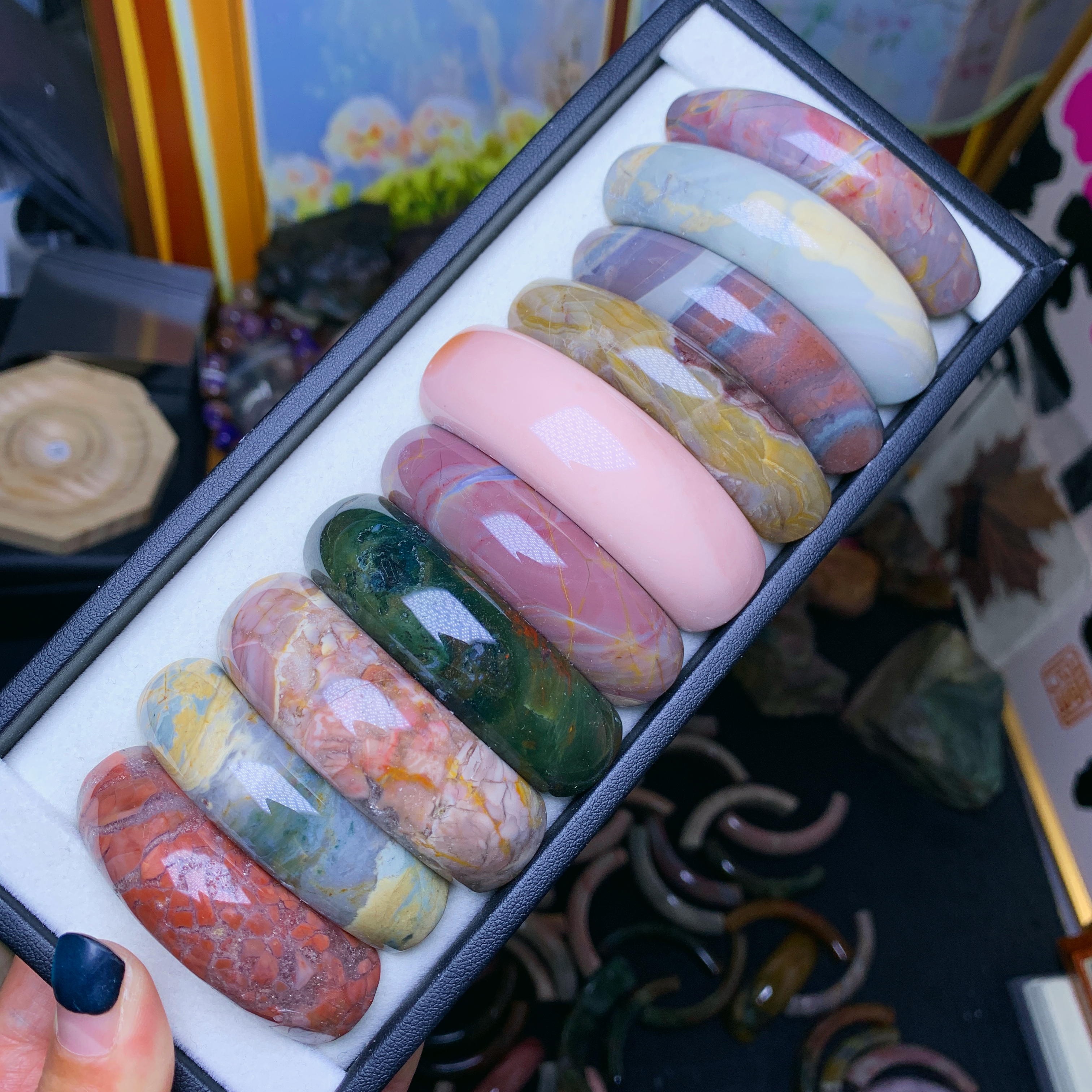 Alashan agate half bangles
