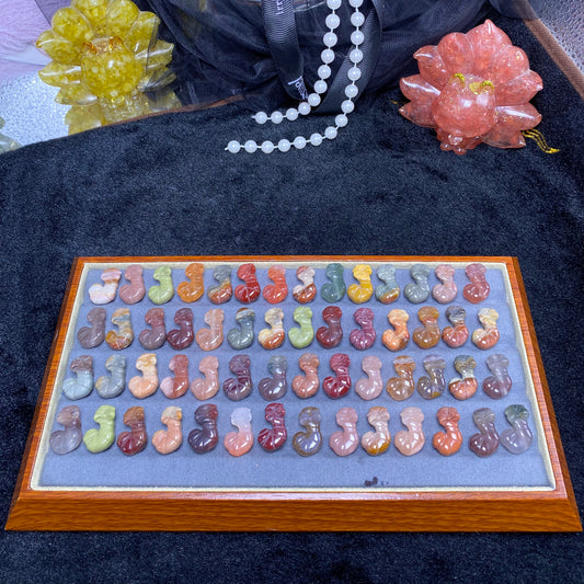 Natural Alashan agate crutch carved charms