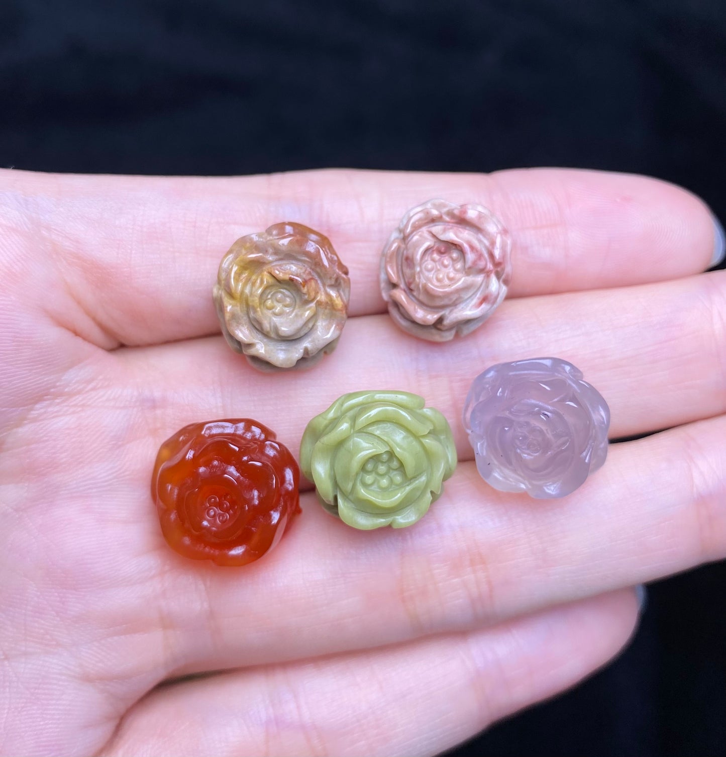 Natural Alashan Agate Camellia Carved charms