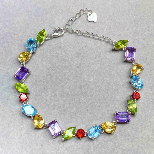 Natural Crystal Multi-Gemstone Bracelet