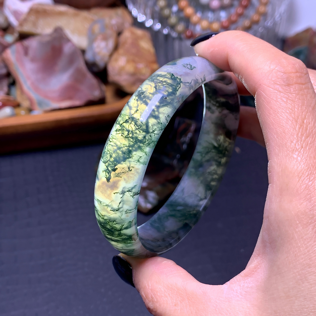 【mn-br35】Moss agate bangles