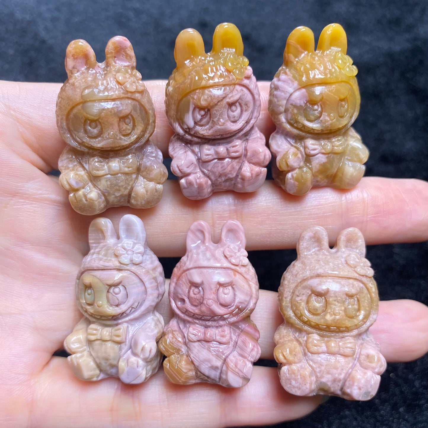 Natural Alashan agate labubu charms