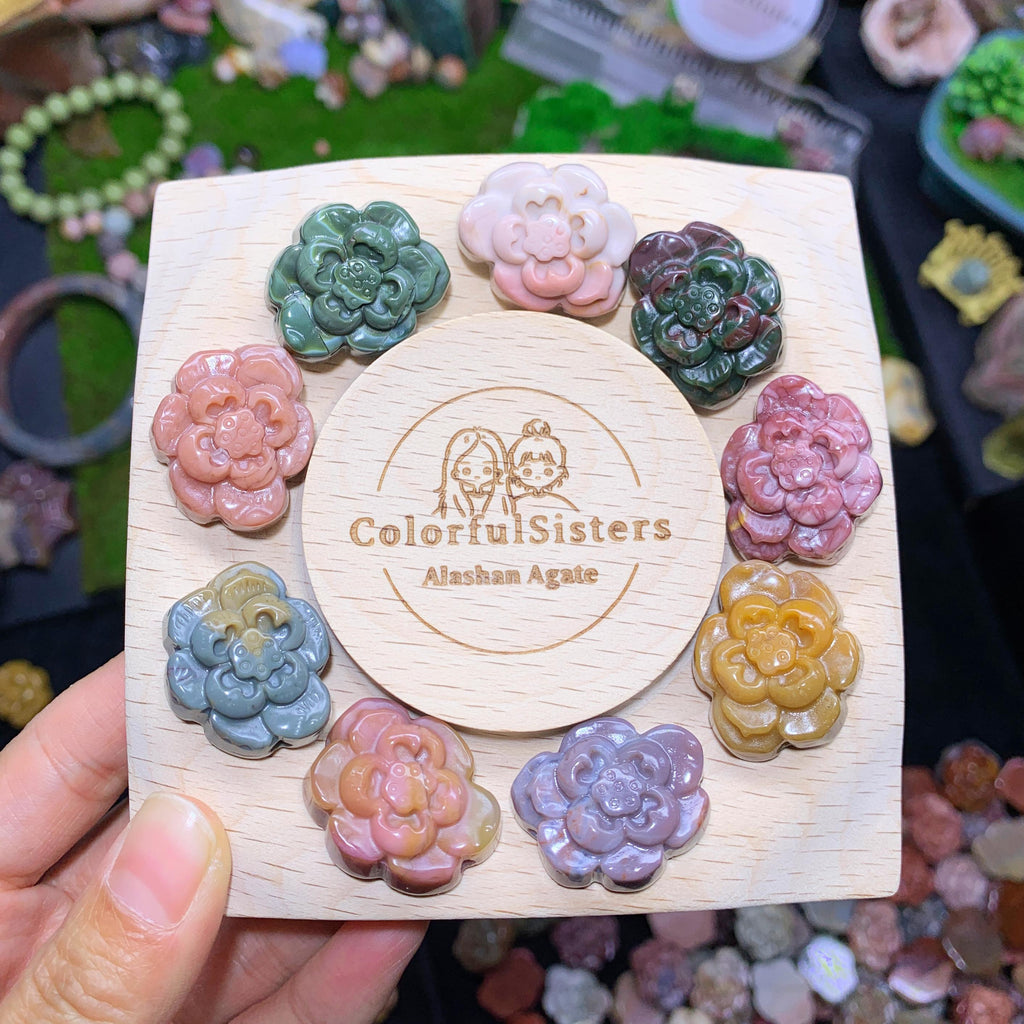 【5PCS】Alashan Agate  flowers charms （als-p04）