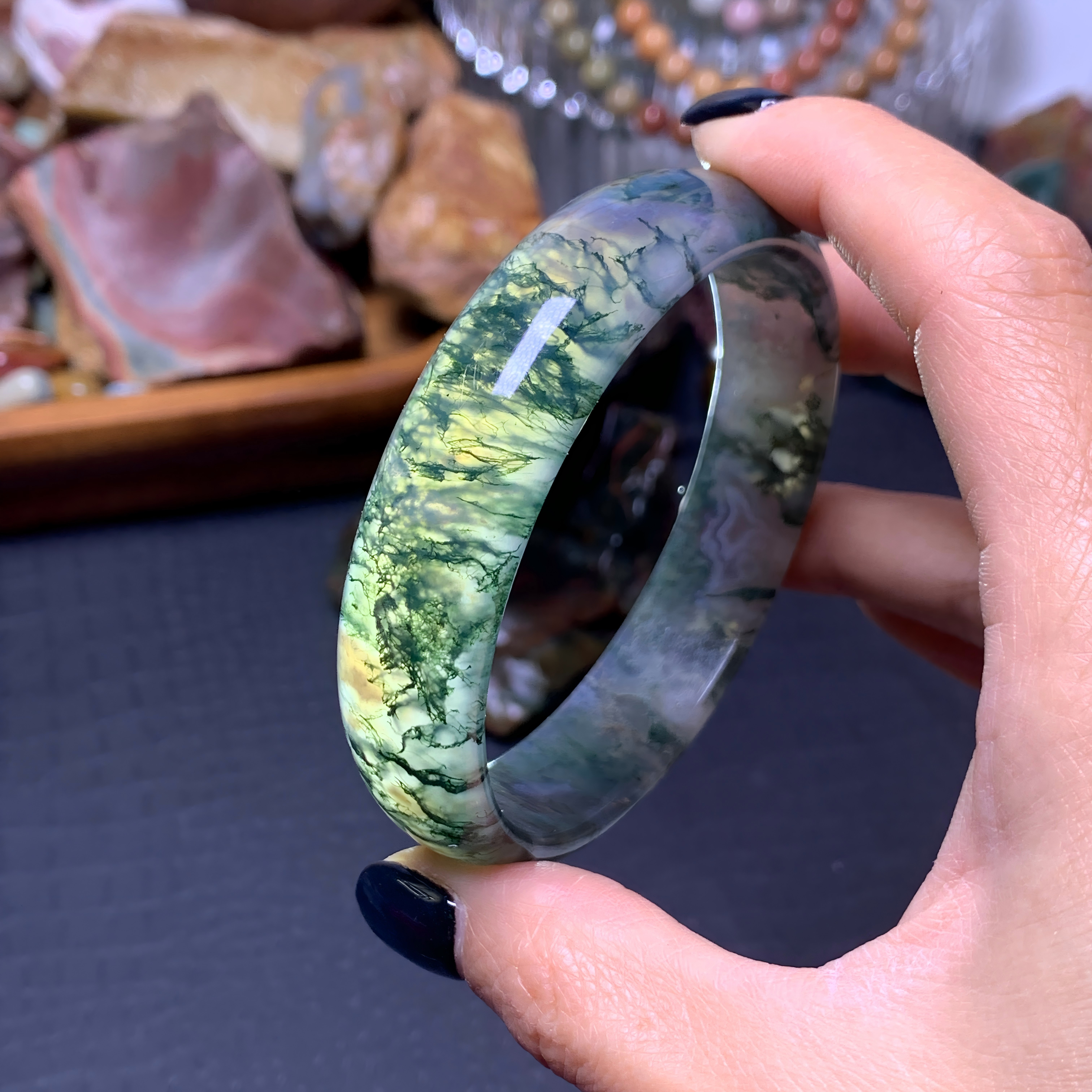 【mn-br35】Moss agate bangles