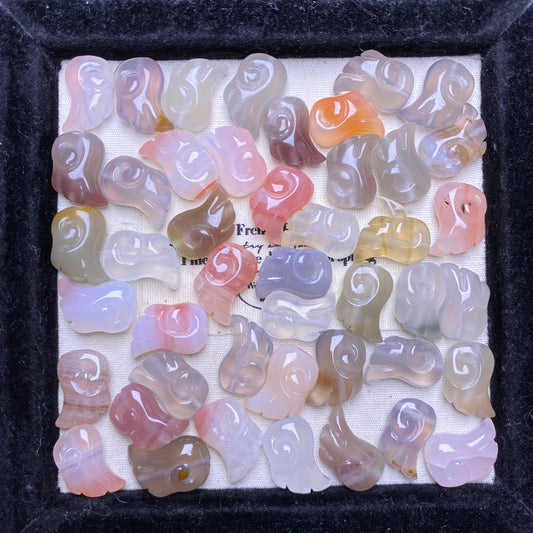 Natural agate jade-like wing carved charms
