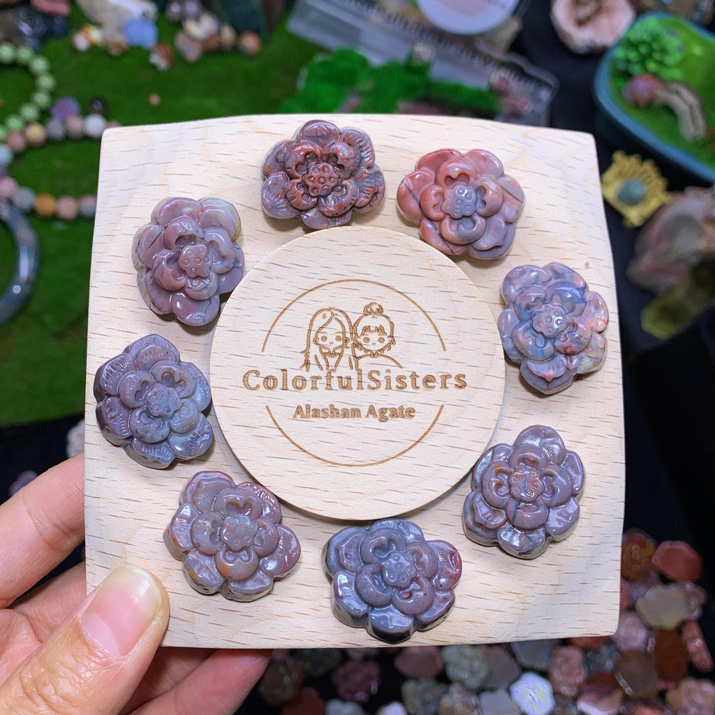 【5PCS】Alashan Agate  flowers charms （als-p04）