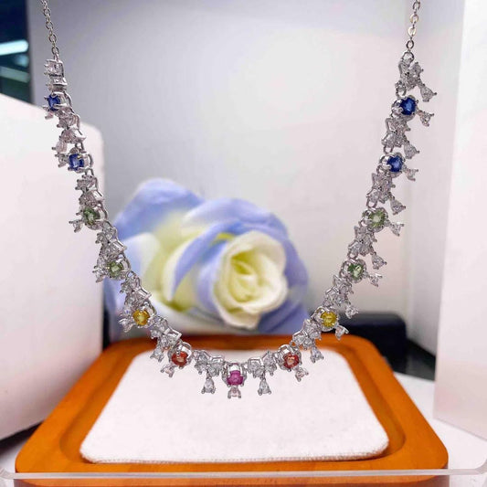 Natural Fancy Coloured Sapphire Necklace