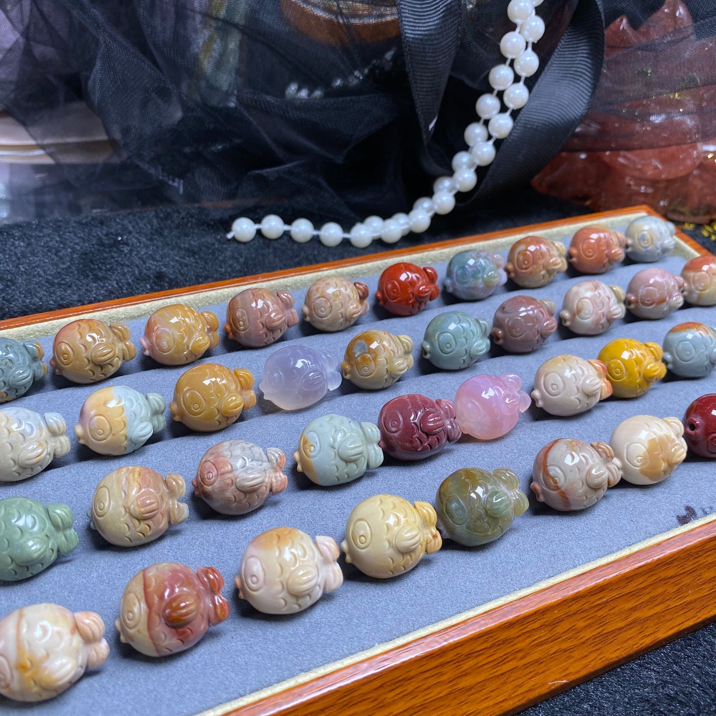 Natural Alashan Agate fish Carving Pendant