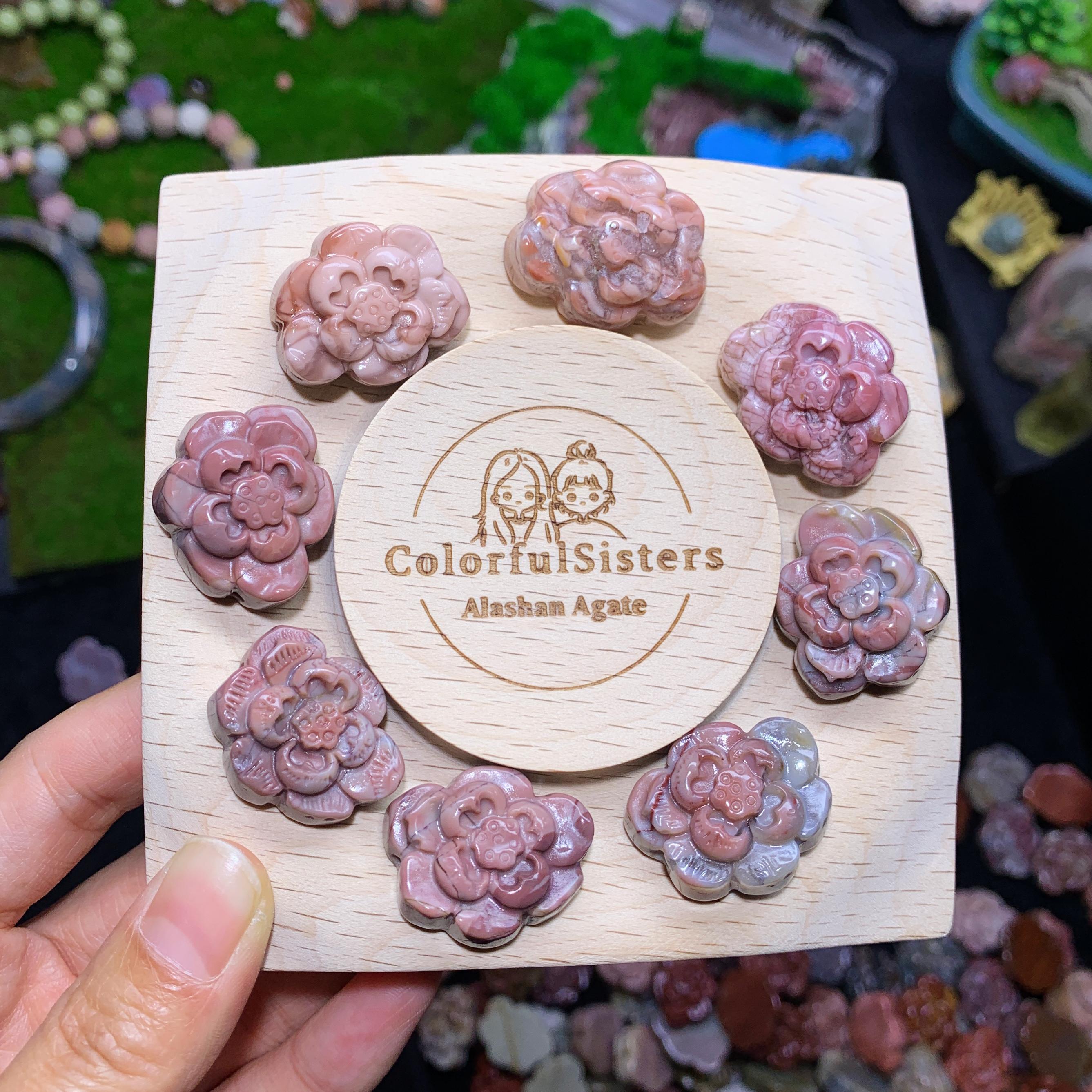【5PCS】Alashan Agate  flowers charms （als-p04）