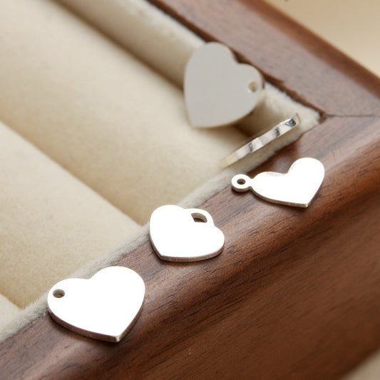 S925 Sterling Silver Polished Heart Tag Accessory