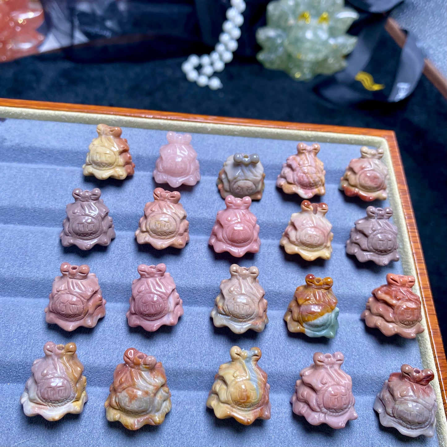 Natural Alashan Agate Christmas Labubu carved charms