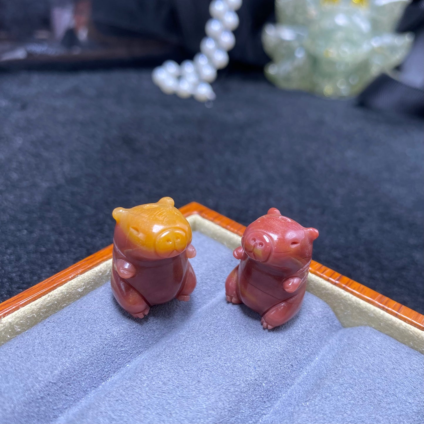 Natural Alashan Agate Capybara Carved charms