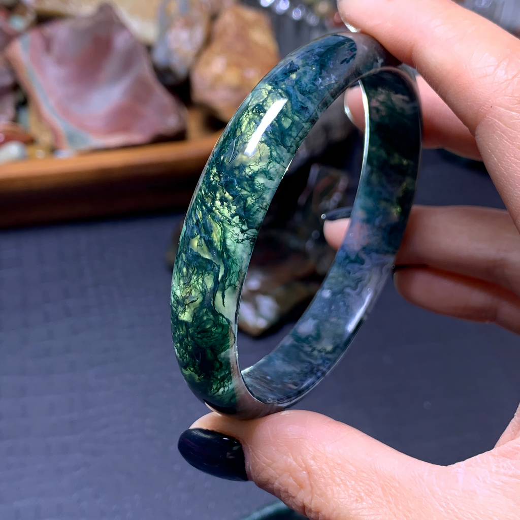 【mn-br35】Moss agate bangles