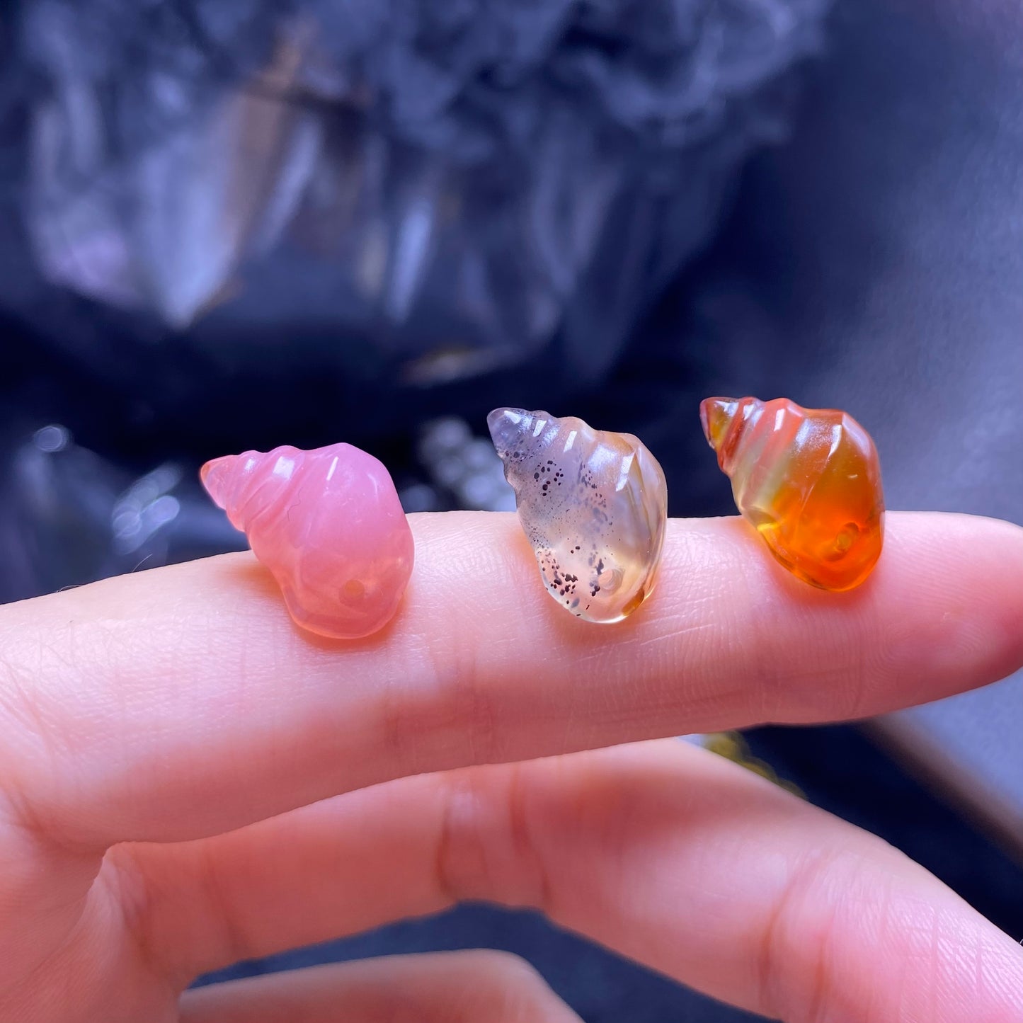 jelly agate conch charms