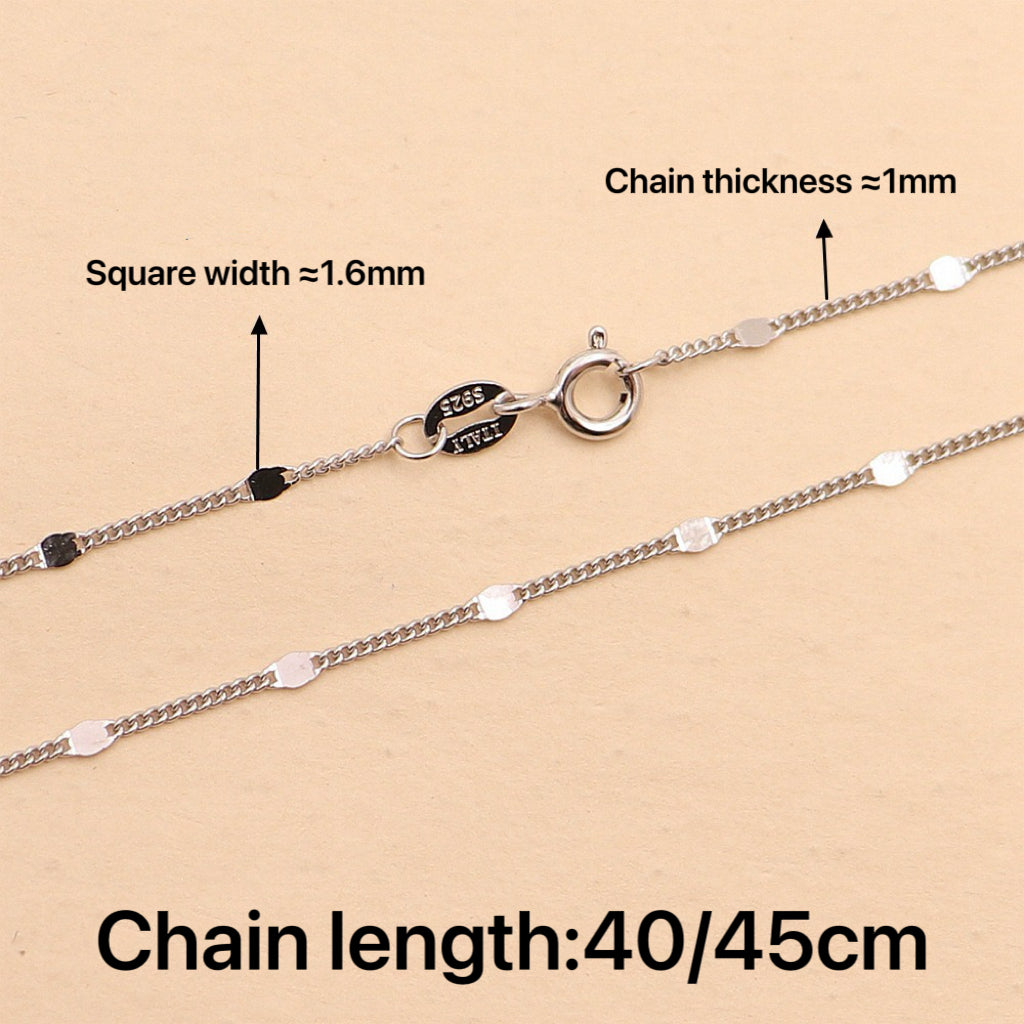 S925 Sterling Silver Diamond-Cut Rhombus Chain and High-Shine O-Link Chain."