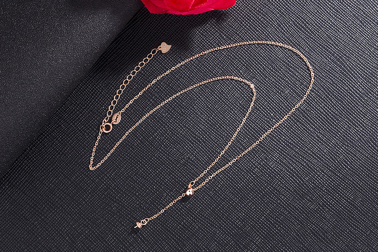 [S925] Adjustable Pearl Necklace with Ball Plunger Y Word Empty Support Necklace Beaded