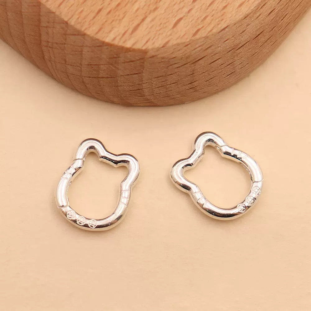 S925 Sterling Silver Lucky Cat Spring Clasp