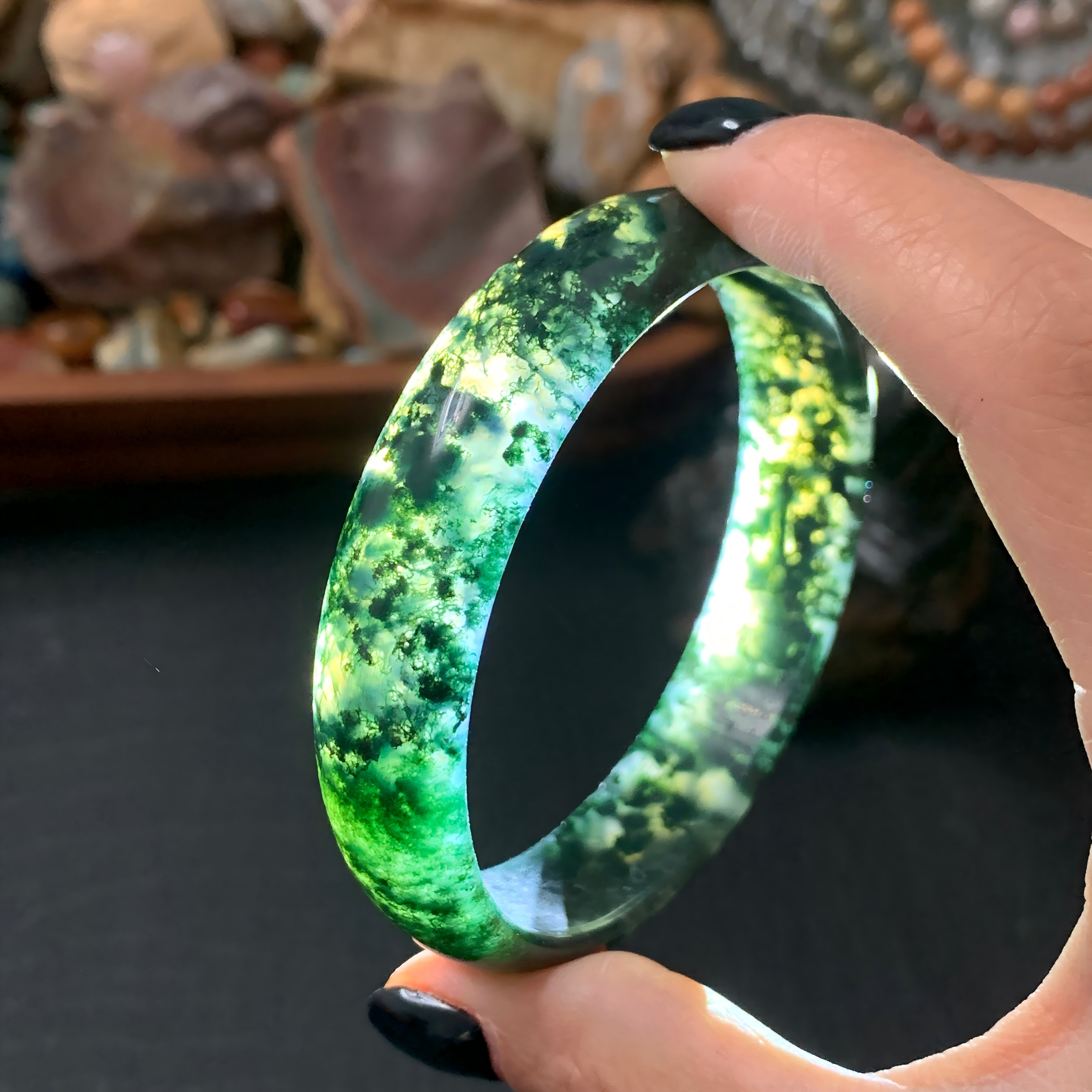 【mn-br35】Moss agate bangles