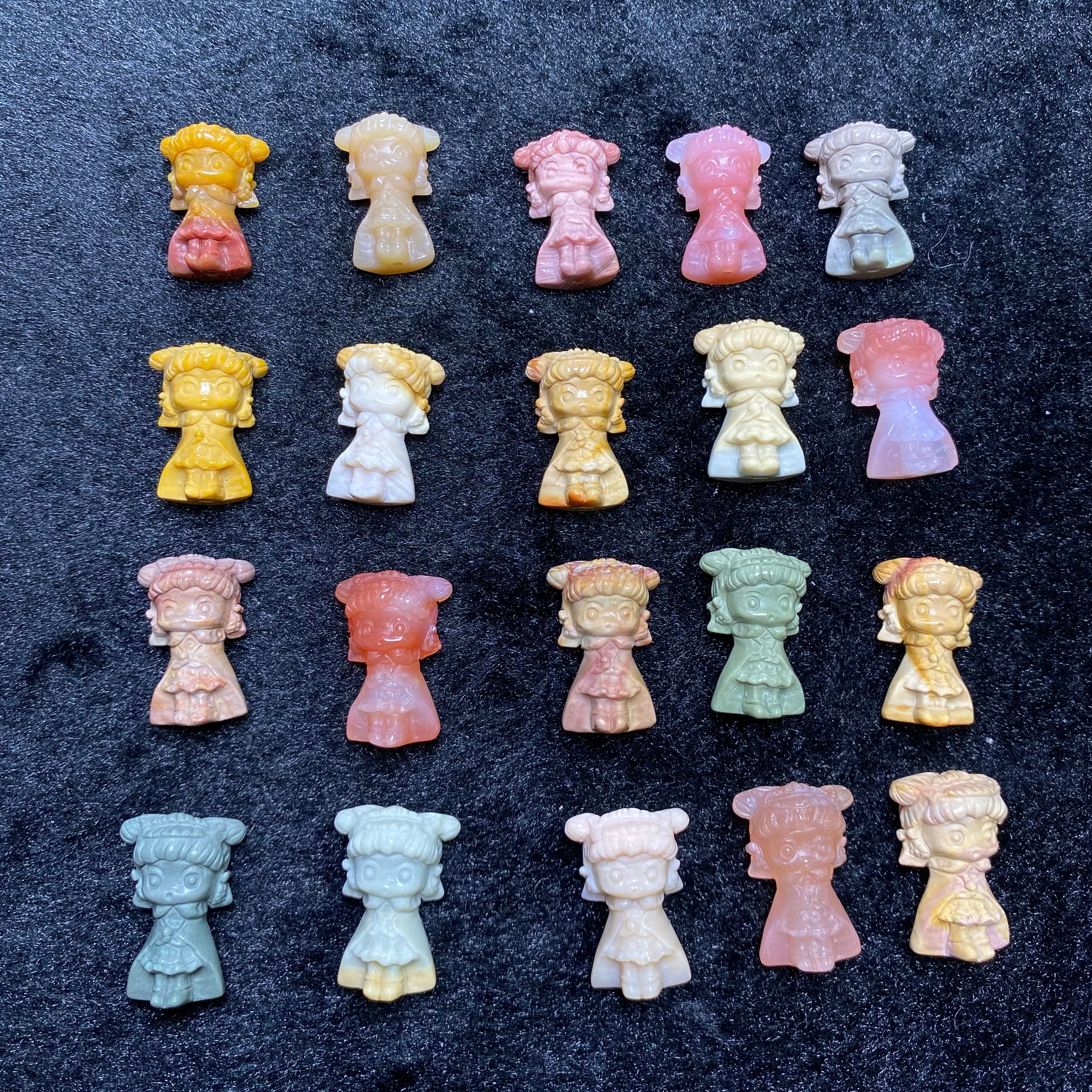 Natural Alashan Agate Carved Cloak Girl Charms