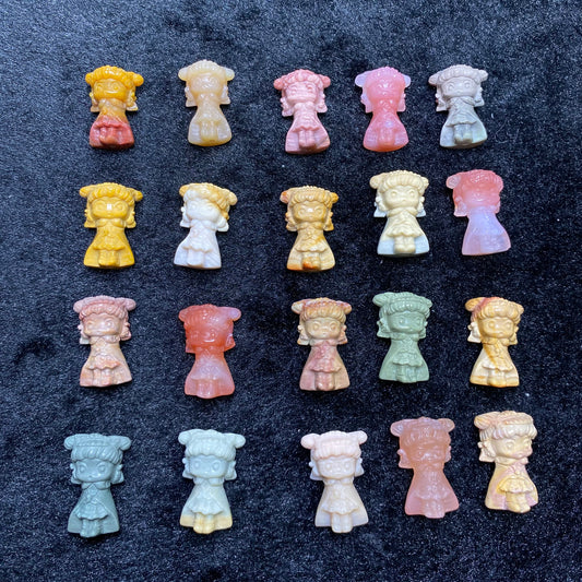 Natural Alashan Agate Carved Cloak Girl Charms