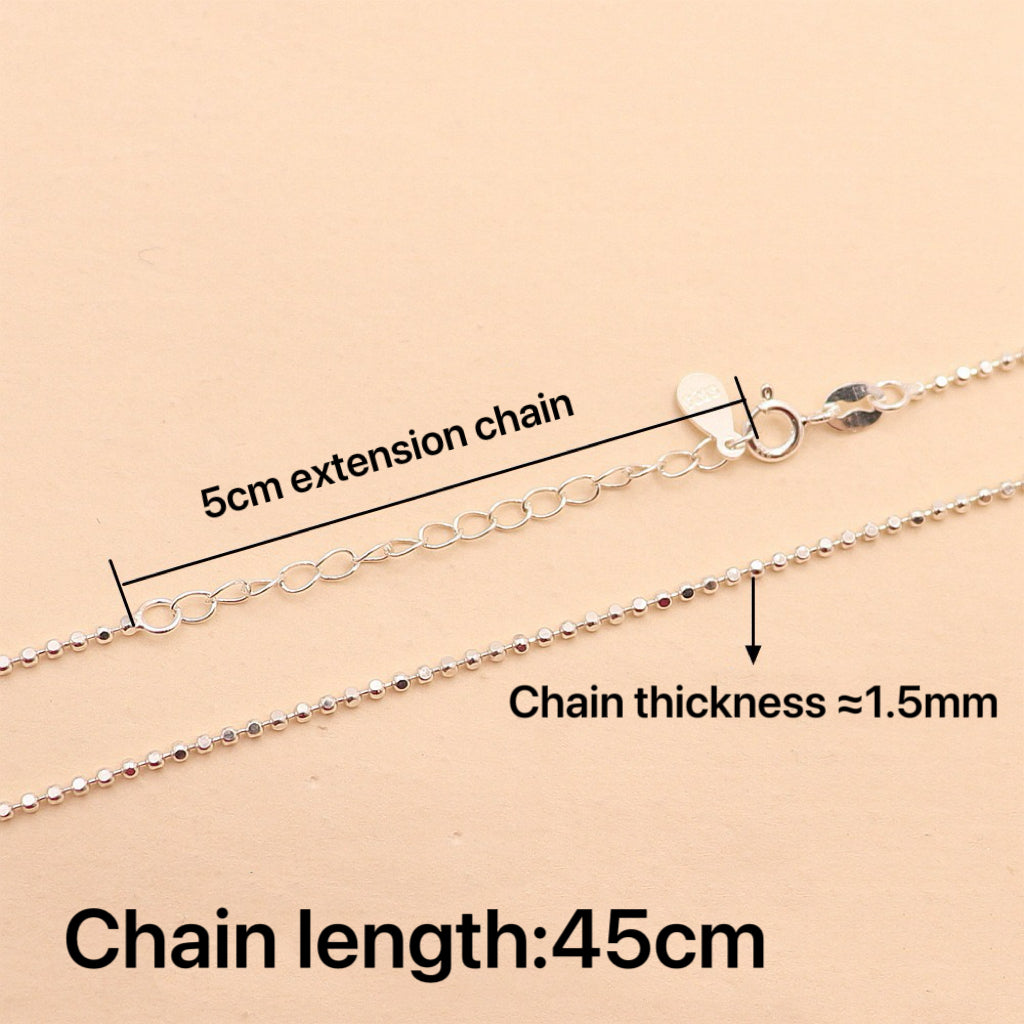 S925 Sterling Silver Square Bead Necklace